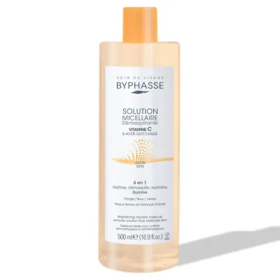 BYPHASSE SOLUTION MICELLAIRE DEMAQUILLANTE VITAMINE C ET ACIDE GLYCOLIQUE 500ML