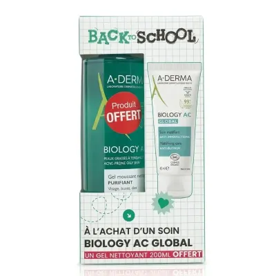 A-DERMA BIOLOGY AC GLOBAL 40ML + GEL NETTOYANT 200 ML OFFERT