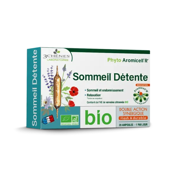 3 CHENES PHYTO AROMICELL'R SOMMEIL DETENTE BIO 20 AMPOULES