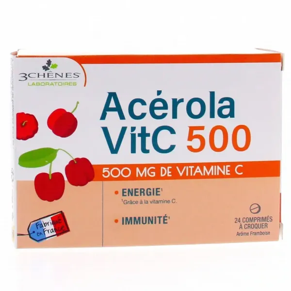 3 CHENES ACEROLA 500 24 COMPRIMES