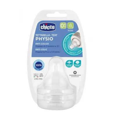 CHICCO LOT DE 2 TETINES SILICONE 0M+