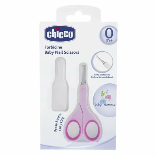 CHICCO CISEAUX LIGHT ROSE AVEC ETUI PROTECTEUR