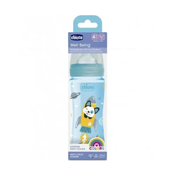 Chicco Biberon Well-Being  330ml . Tétine silicone 4M+