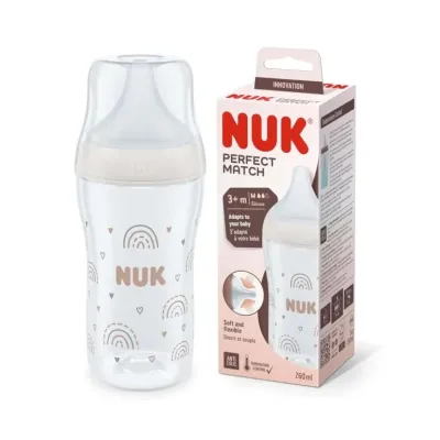 NUK BIBERON PERFECT MATCH PLASTIC AVEC TÉTINE EN SILICONE SOUPLE 260ml
