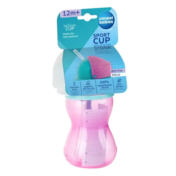 CANPOL BABIES TASSE SPORT AVEC PAILLE RETRACTABLE 12M+ 370ML 56/113