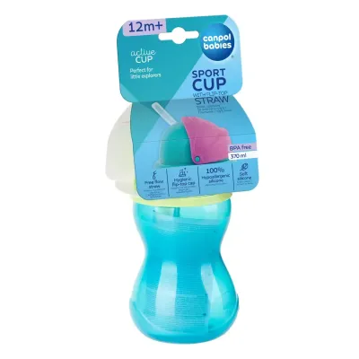 CANPOL BABIES TASSE SPORT AVEC PAILLE RETRACTABLE 12M+ 370ML 56/113