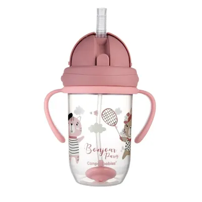 CANPOL BABIES TASSE AVEC PAILLE BONJOUR PARIS ROUGE 270 ML 56/607