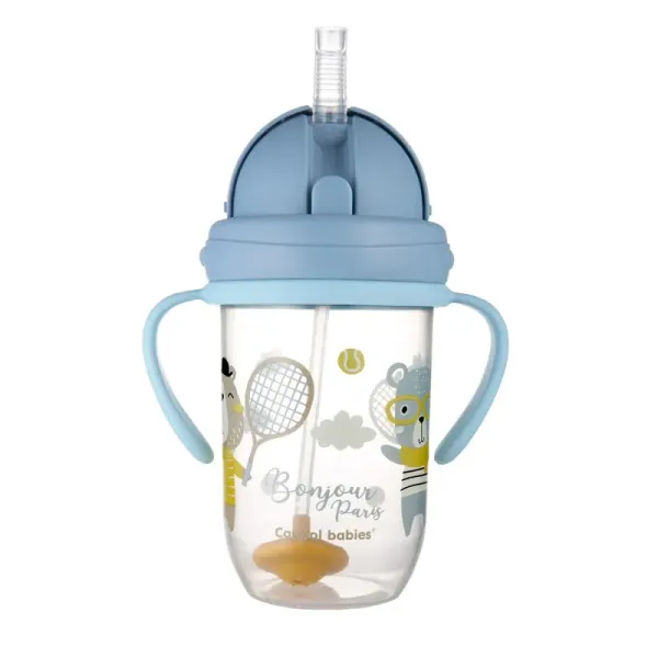 CANPOL BABIES TASSE AVEC PAILLE BONJOUR PARIS BLEU 270 ML 56/607