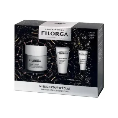 COFFRET FILORGA MISSION COUP D'ECLAT SCRUB ET MASK MASQUE EXFOLIANT REOXYGENANT 55ML