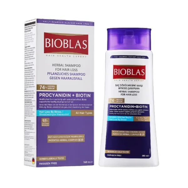 BIOBLAS SHAMPOOING ANTI CHUTE ANTI STRESS PROCYANIDIN+BIOTIN 360ML