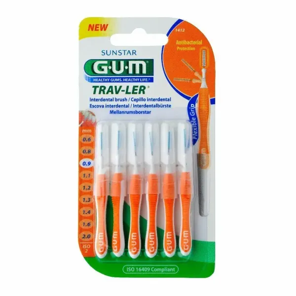 GUM BROSSETTES TRAVELER ULTRAFINE CYLINDRIQUE 0,9MM (1412)