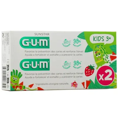 GUM DENTIFRICE KIDS 3 ANS+ LOT DE 2*50ML