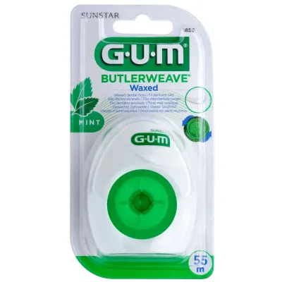 GUM FILS DENTAIRES PLATS CIRE MENTHOLE 55M 1855
