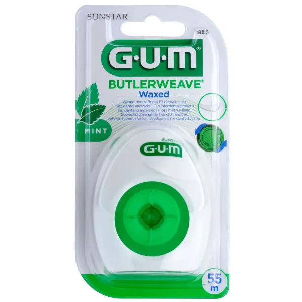 GUM FILS DENTAIRES PLATS CIRE MENTHOLE 55M 1855