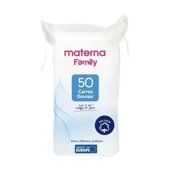 MATERNA COTON CARRES DOUCEUR 50 PIECES