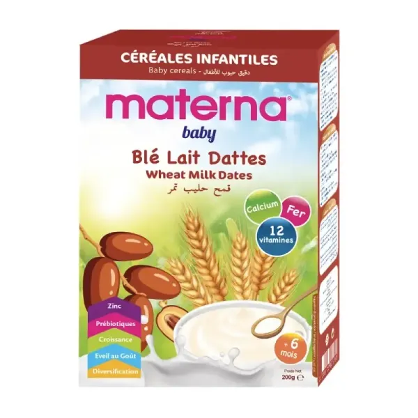 MATERNA CÉRÉALES BLÉ LAIT DATTES 200GR