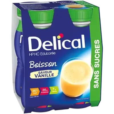DELICAL BOISSON HP HC SANS SUCRES SAVEUR VANILLE 4 X 200ML