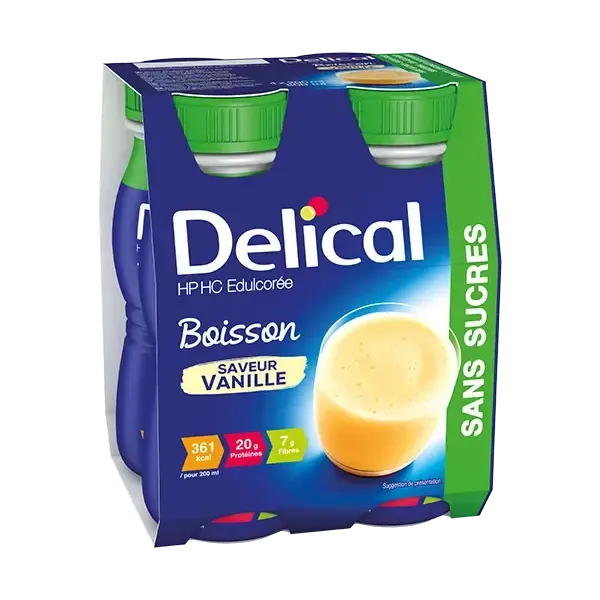 DELICAL BOISSON HP HC SANS SUCRES SAVEUR VANILLE 4 X 200ML