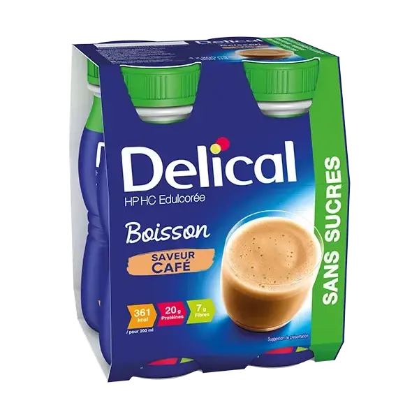 DELICAL BOISSON HP HC SANS SUCRES SAVEUR CAFÉ 4 X 200ML