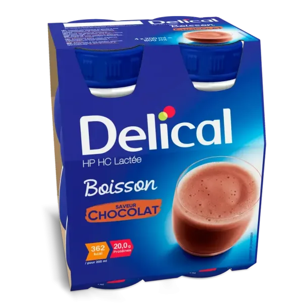 DELICAL BOISSON HP HC LACTÉE SAVEUR CHOCOLAT 4 X 200ML