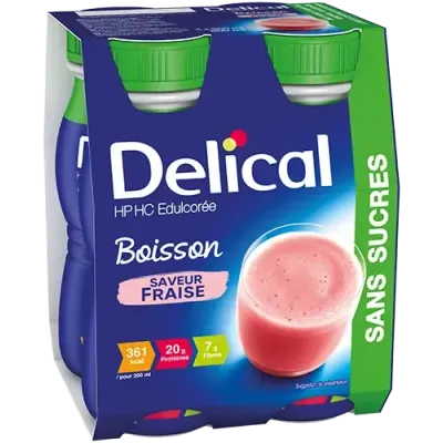 DELICAL BOISSON HP HC SANS SUCRES SAVEUR FRAISE 4 X 200ML