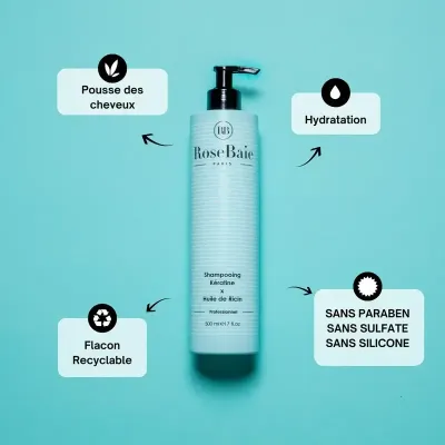 ROSEBAIE SHAMPOING HUILE DE RICIN X KERATINE 500 ML
