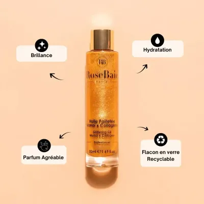 ROSEBAIE HUILE PAILLETEE MONOÏ X COLLAGENE 50ML