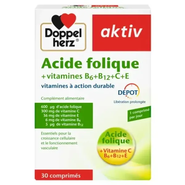 AKTIV ACIDE FOLIQUE VITAMINES B+C+E 30 COMPRIMES